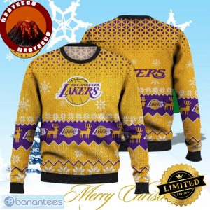 Lakers Ugly Sweater Los Angeles Lakers Deer 3D Ugly Christmas