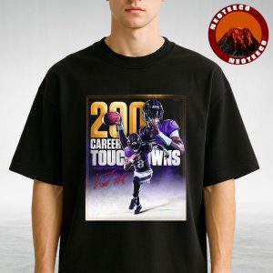 Lamar Jackson Baltimore Ravens 200 Career Touchdowns NFL Football 2025 Sports Poster Legendary Artwork Unisex T-Shirt