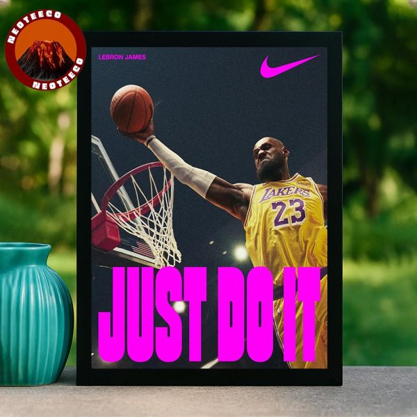LeBron James x Nike Just Do It Los Angeles Lakers Powerful Dunk NBA Basketball 2025 Poster Energetic Artwork Home Decor Poster Canvas