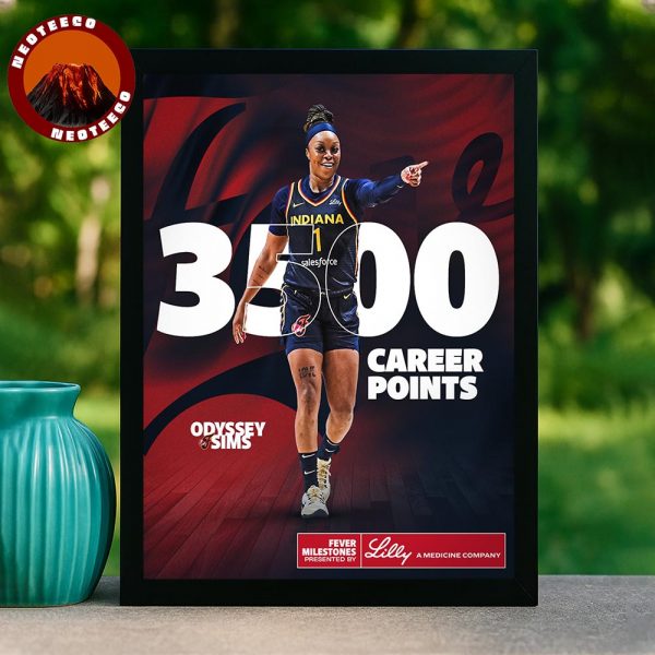 Odyssey Sims Indiana Fever 3500 Career Points WNBA Basketball 2025 Poster Milestone Celebration Artwork Home Decor Poster Canvas