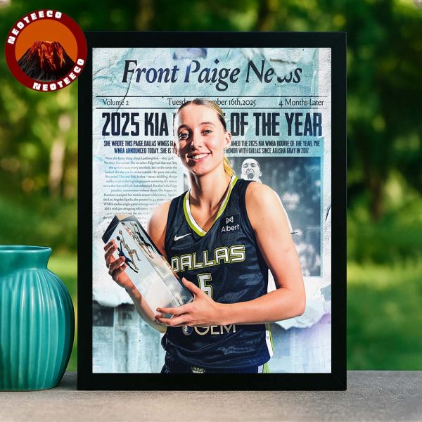 Paige Bueckers Dallas Wings Rookie of the Year WNBA Basketball 2025 Breaking News Headline Home Decor Poster Canvas