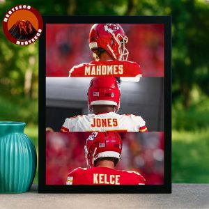 Patrick Mahomes Chris Jones Travis Kelce Kansas City Chiefs The Big Three NFL Football 2025 Sports Poster Dynamic Player Artwork Home Decor Poster Canvas