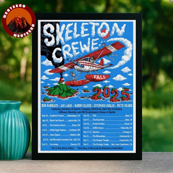 Skeleton Crewe Poster Fall Tour 2025 With Rob Barraco Jay Lane Barry Sless Stephen Inglis Pete Sears Airplane Artwork Home Decor Poster Canvas