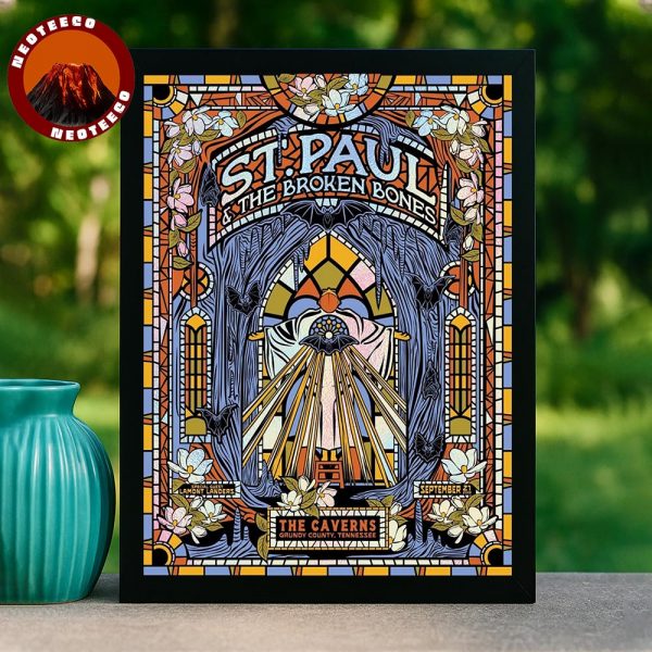 St. Paul And The Broken Bones Poster At The Caverns In Grundy County Tennessee On September 21 2025 Stained Glass Artwork Home Decor Poster Canvas