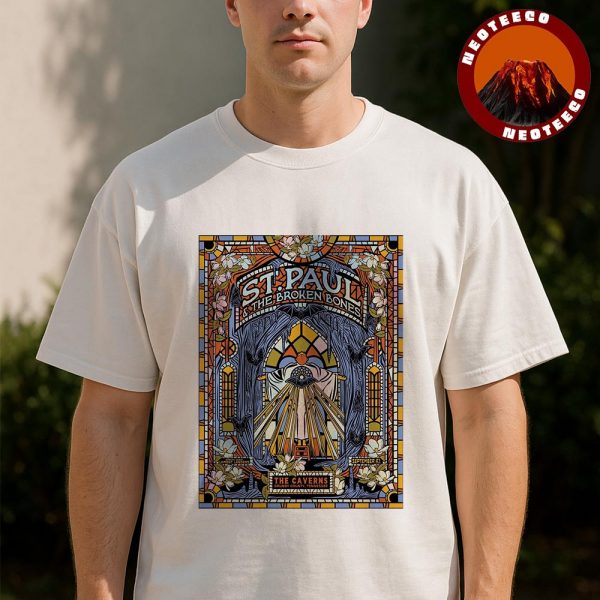 St. Paul And The Broken Bones Poster At The Caverns In Grundy County Tennessee On September 21 2025 Stained Glass Artwork Unisex T-Shirt