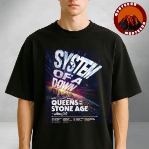 System Of A Down Poster With Queens Of The Stone Age And Acid Bath Europe Tour 2025 Artwork Unisex T-Shirt