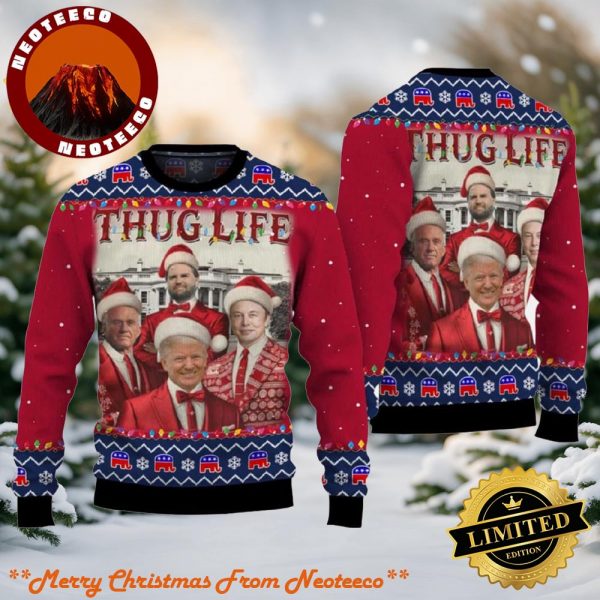 Trump JD Vance Robert Kennedy Elon Musk Thug Life Christmas Ugly Sweater
